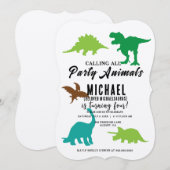 Alle Party Dinosaurier zum Geburtstag rufen Einladung (Vorne/Hinten)
