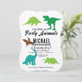 Alle Party Dinosaurier zum Geburtstag rufen Einladung (Stehend Vorderseite)