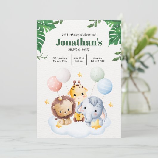 Alle Party - ein Safari-Abenteuer Einladung (Stehend Vorderseite)