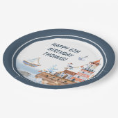 Alle Party im Wasserfarben-Kindergeburtstag Pappteller (Schrägansicht)