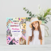 Alle Party Tiere Girl Safari Geburtstag rufen Einladung (Stehend Vorderseite)