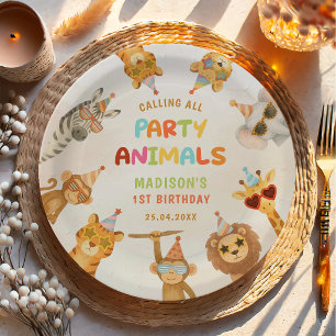 Alle Party-Tiere kommen - Safari 1. Geburtstag Pappteller