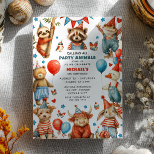 Alle Party-Tiere kommen! Whimsical Kindergeburtsta Einladung