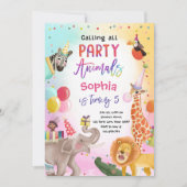 Alle Party Tiere Safari Jungle Geburtstag rufen Einladung (Vorderseite)