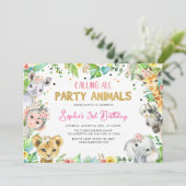 Alle Party Tiere Safari Jungle Geburtstag rufen Einladung (Stehend Vorderseite)