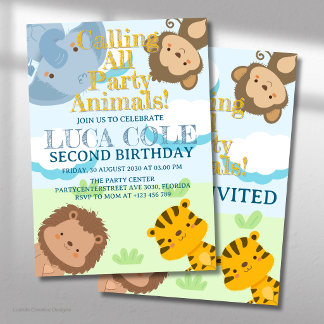 Alle Party Tiere Safari Jungle Geburtstag rufen Einladung