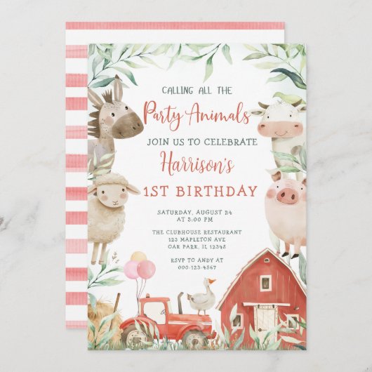 alle Party zum Geburtstag aufrufen Einladung (Vorne/Hinten)