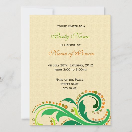 Alle Partys Einladung, wirbelnd blühend Einladung (Vorderseite)