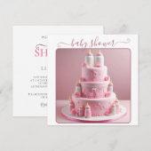 ALLE PINK BABY DUSCHKABEL MIT BABYFLASCHEN EINLADUNG (Vorne/Hinten)