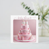 ALLE PINK BABY DUSCHKABEL MIT BABYFLASCHEN EINLADUNG (Stehend Vorderseite)