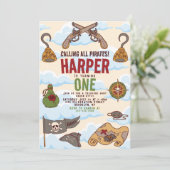 Alle Piraten rufen reden wie ein Piratengeburt Einladung (Stehend Vorderseite)