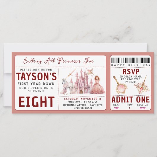 Alle Prinzessinnen Magical Castle 8. Geburtstag ru Einladung (Vorderseite)
