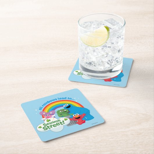 Alle Regenbogen führen zur Sesamstraße Rechteckiger Pappuntersetzer (Vor Ort)