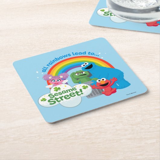 Alle Regenbogen führen zur Sesamstraße Rechteckiger Pappuntersetzer (angewinkelt)