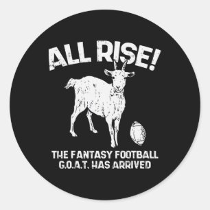 Alle Rise Fantasy Football Goat Ankunft Funny Grid Runder Aufkleber