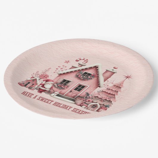 Alle Rosa haben ein schönes Ferienhaus Pappteller (Schrägansicht)