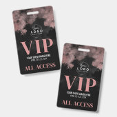 Alle Rose des Logos Gold Black VIP Veranstaltung Ausweis (Vorder- & Rückseite)