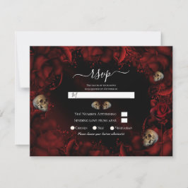 Alle Rote Rosen und Skulls Dark Floral Wedding RSV Einladung