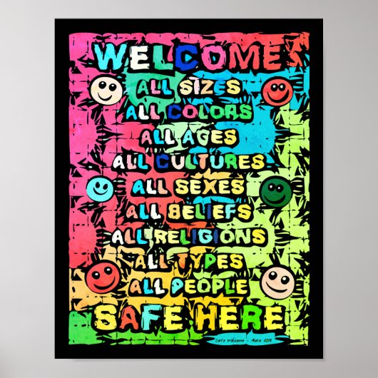 Alle Safe Here ~ Rainbow Willkommen Poster (Vorne)