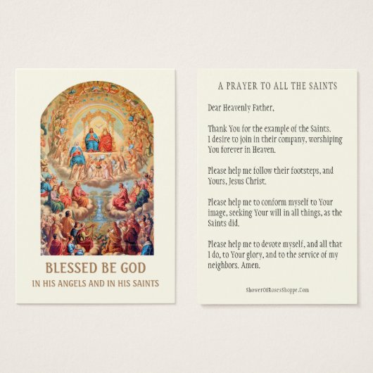 ALLE SAINTS DAY PRAYER TRADITIONELLE HOLY CARDS (Vorne & Hinten)