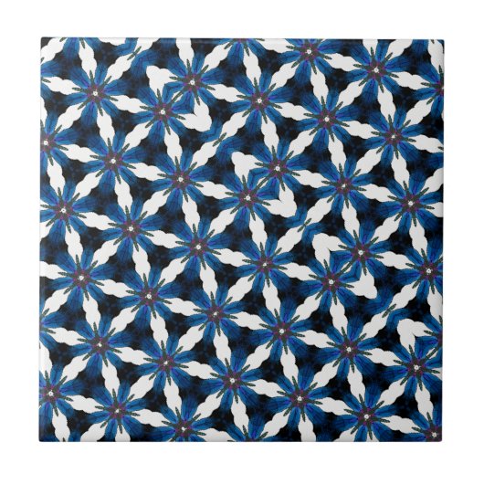 Alle Schwarz & Blau & Weiß Fliese (Vorderseite)