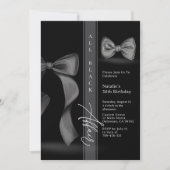 Alle Schwarz-Farbe Coquette Bow Krawatte Formal Af Einladung (Vorderseite)