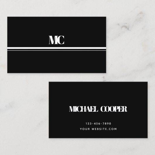 Alle Schwarz-weißen, fett formatierten Monogramme Visitenkarte (Vorne/Hinten)