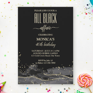 Alle schwarze Affäre Geburtstagsparty elegant mini Einladung