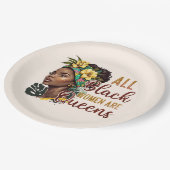 Alle schwarzen Frauen sind Königinnen Pappteller (Schrägansicht)