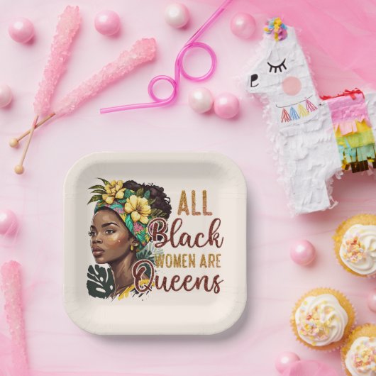 Alle schwarzen Frauen sind Königinnen Pappteller (Party)