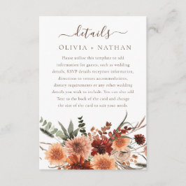 Alle Seasons göttliche Boho Blumenzwiebeldetails Begleitkarte