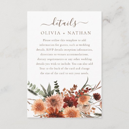 Alle Seasons göttliche Boho Blumenzwiebeldetails Begleitkarte (Vorderseite)