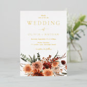 Alle Seasons Göttlicher Boho Blumenzwiebeln Gold Folieneinladung (Stehend vorne)