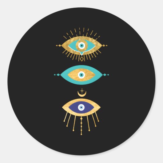 Alle sehen böse Augen gelben Augenbrauen Fluch Pro Runder Aufkleber (Vorderseite)