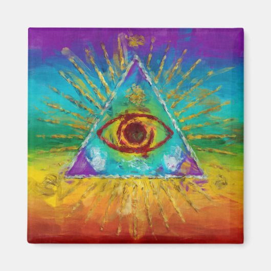 Alle sehen Gott - abstrakte Skizze Magnet (Vorne)