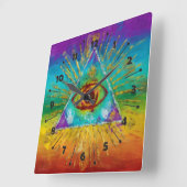 Alle sehen Gott - abstrakte Skizze Quadratische Wanduhr (Winkel)