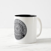 Alle sehende Augen-Tasse Zweifarbige Tasse (VorderseiteRechts)