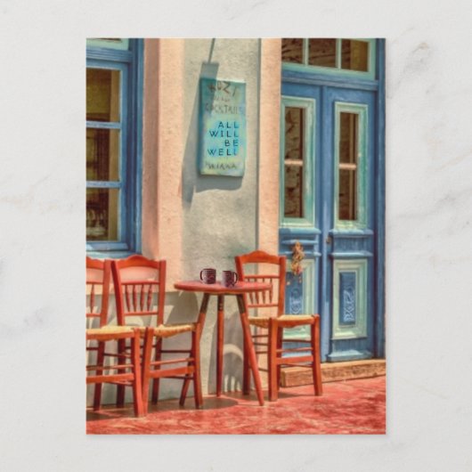 Alle sind gut, griechische Café-Menü-Postkarte Ankündigungspostkarte (Vorderseite)