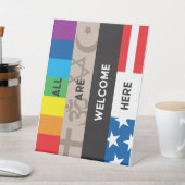 "Alle sind hier willkommen" 8x10 Plastikzeichen Sockelschild (In SItu)