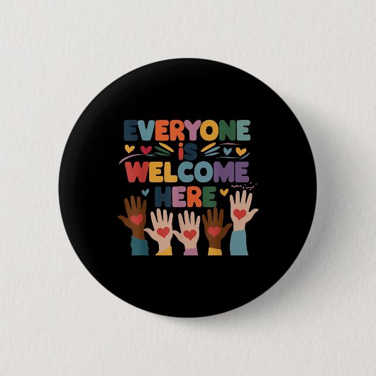 Alle sind hier willkommen, die Lehrerin Bildung Button (Vorderseite)