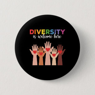 Alle sind hier willkommen, Diversity ist hier will Button