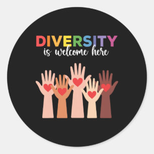 Alle sind hier willkommen, Diversity ist hier will Runder Aufkleber