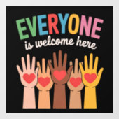 Alle sind hier willkommen fensteraufkleber (Blatt)