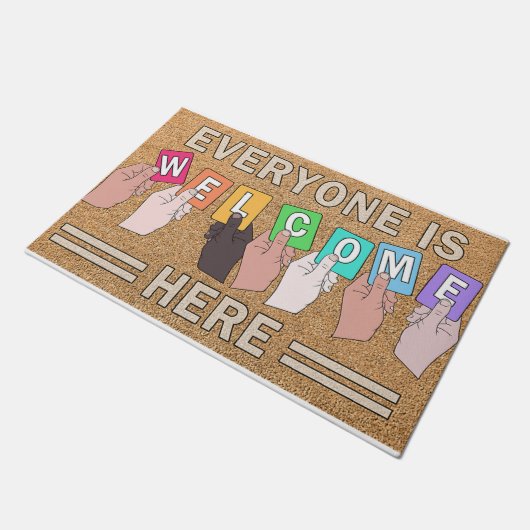 Alle sind hier willkommen fußmatte (Schrägansicht)