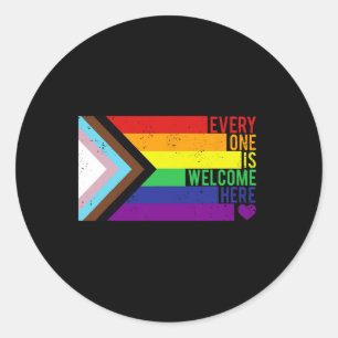 Alle sind willkommen bei Trans Gay Lgbtq Rainbow P Runder Aufkleber