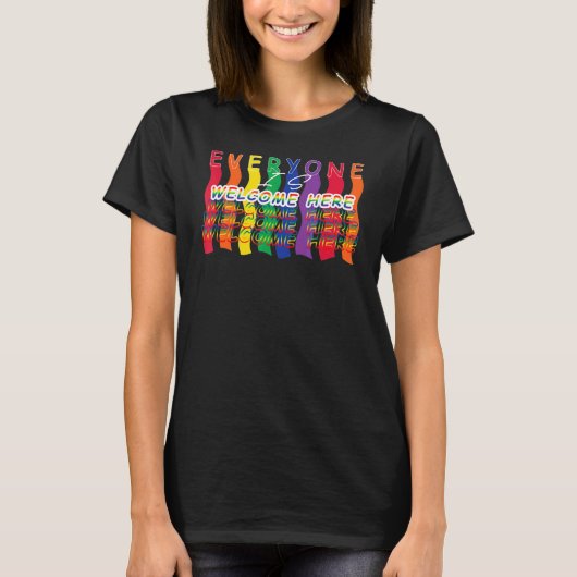 Alle sind willkommen hier LGBt Gay Pride Support T-Shirt (Vorderseite)