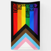 Alle sind willkommen hier (Progress-Pride-Flag) Banner (Vertikal)