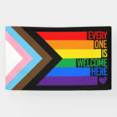Alle sind willkommen hier (Progress-Pride-Flag) Banner (Horizontal)