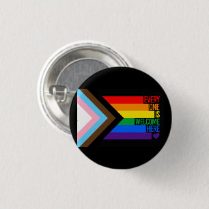 Alle sind willkommen hier (Progress-Pride-Flag) Button