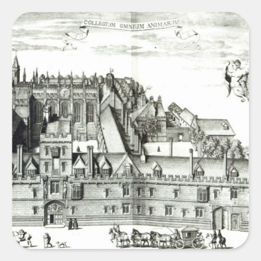 Alle Souls Uni, Oxford University, 1675 Quadratischer Aufkleber (Vorderseite)